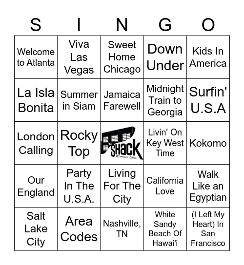 Cities, States, & Places Bingo Card