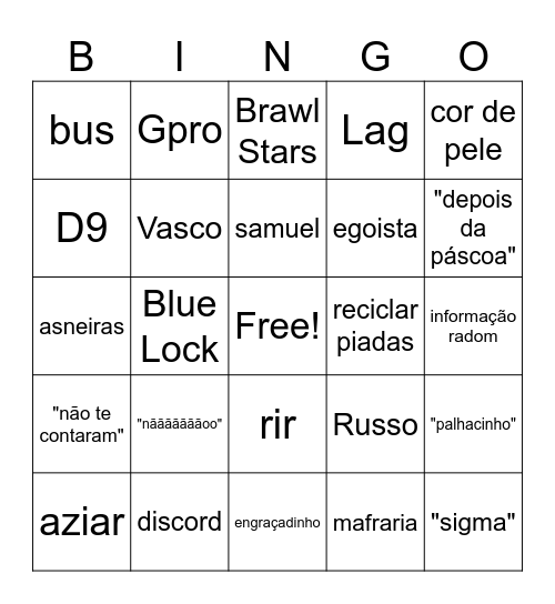 Vagarinho Bingo Card