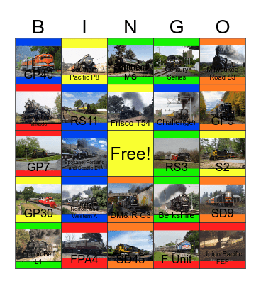 American Excursion Engines- Past to the Present Bingo Card
