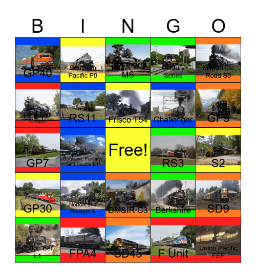 American Excursion Engines- Past to the Present Bingo Card