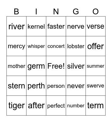 Red Word Bingo Card