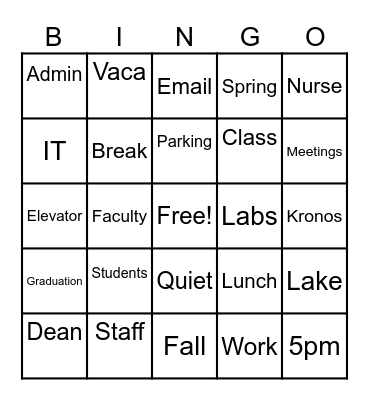 CON Staff Retreat Bingo Card