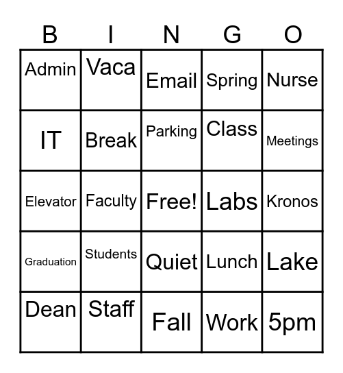 CON Staff Retreat Bingo Card
