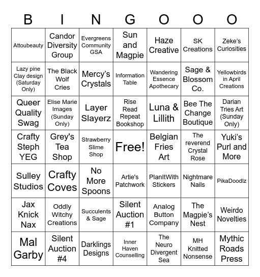The Neurospicy Market April Bingo Card