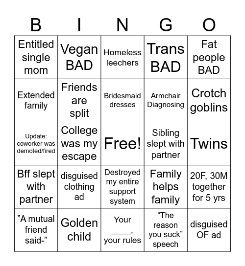 Aita/AIO bingo Card
