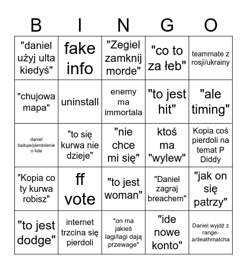 Valorant bingo Card