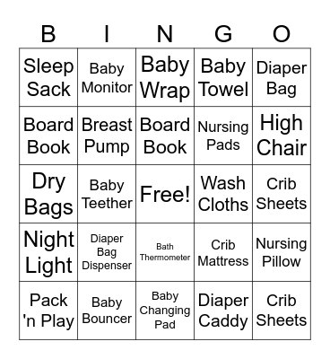 Baby Shower Bingo! Bingo Card