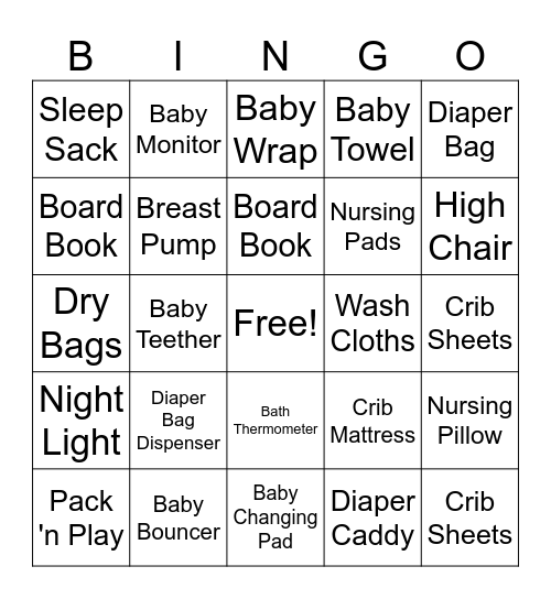 Baby Shower Bingo! Bingo Card