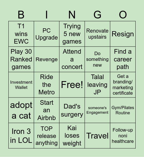 2025 Bingo Card