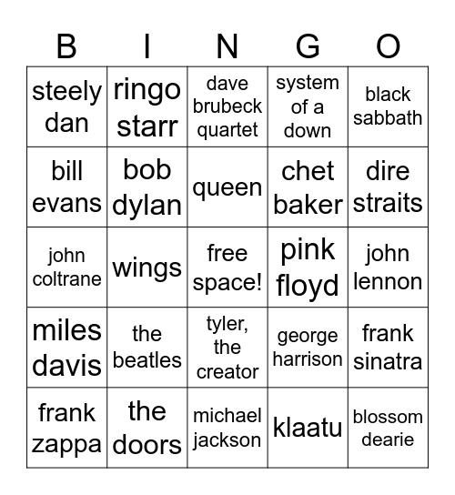 volo ahh music Bingo Card