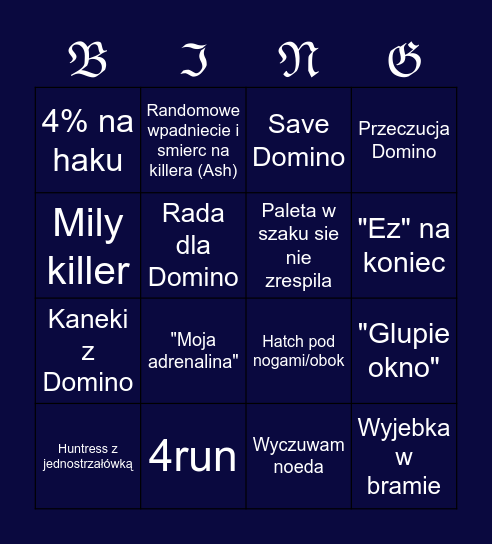 𝔇𝔅𝔇 𝔅ℑ𝔑𝔊9 Bingo Card