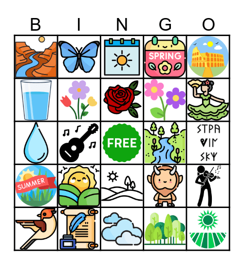 Spring/Summer Music Bingo Card