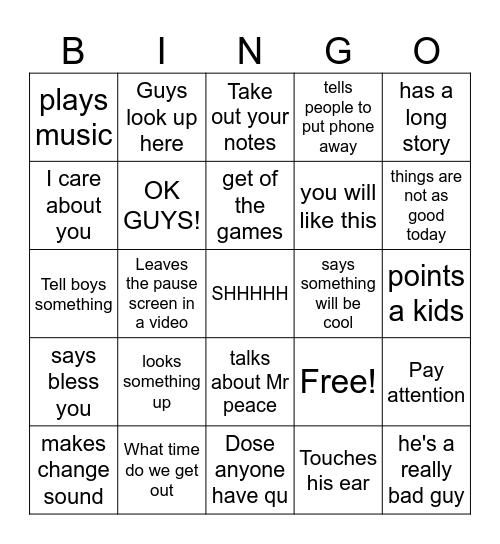 Marc Stern BINGO Card