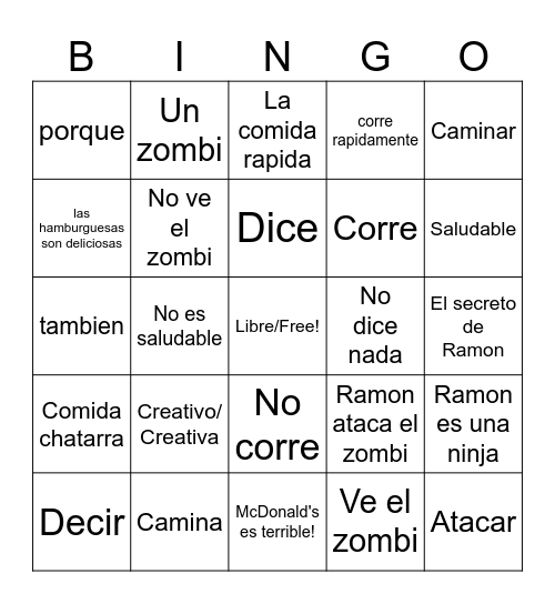 El Secreto de Ramon Bingo Card