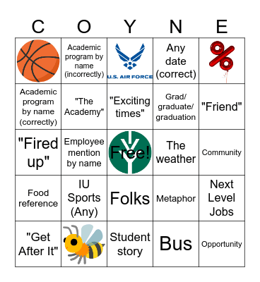 Erik Coyne Bingo Card