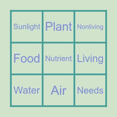 Vocabulary Bingo Card