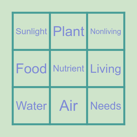 Vocabulary Bingo Card