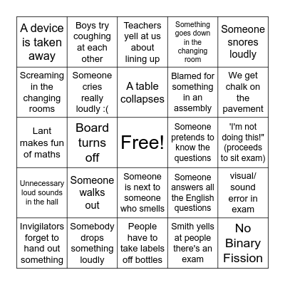 GCSE Bingo Card