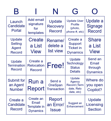 MS Dynamics BINGO Card
