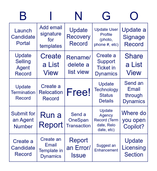MS Dynamics BINGO Card