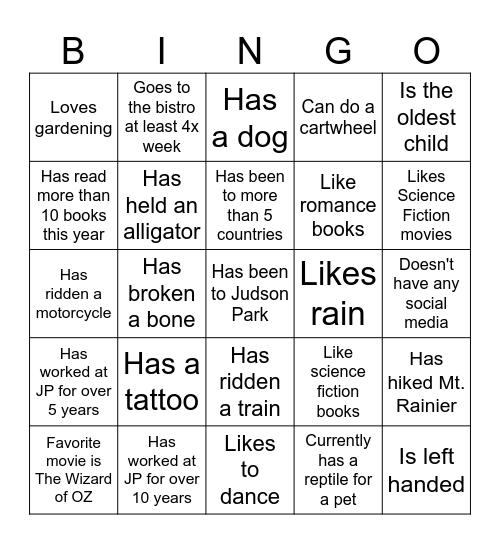 JPHC Social Bingo Card