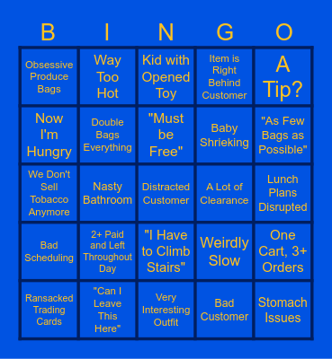 The Walmart Front End Experience Bingo Card