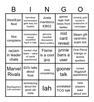 OPCG Discord Bingo V2 Bingo Card
