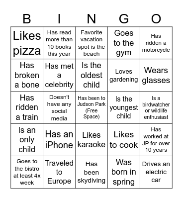 JPHC Social Bingo Card