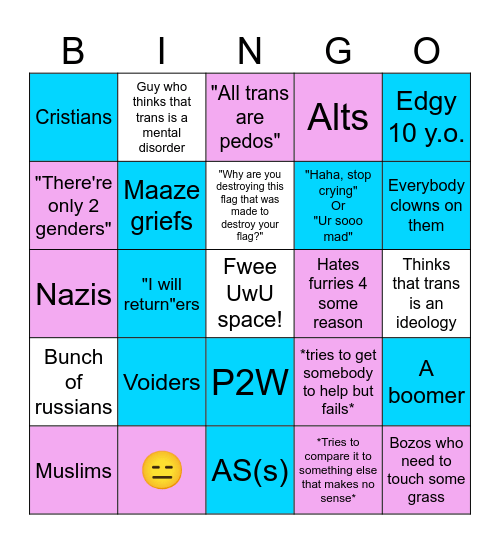 Grief Bingo Card