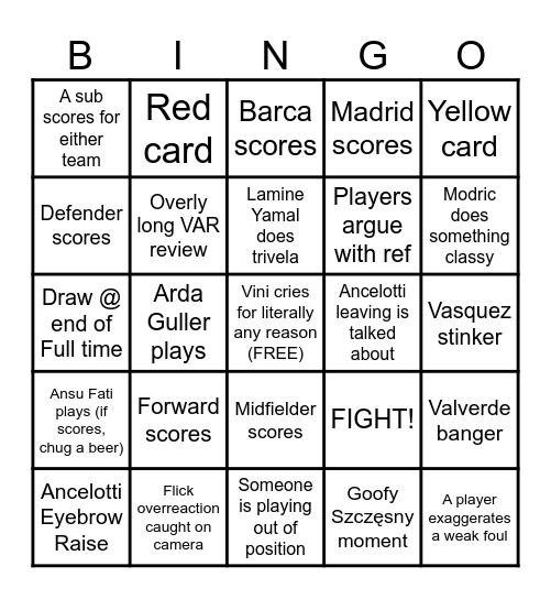 El classico Bingo Card