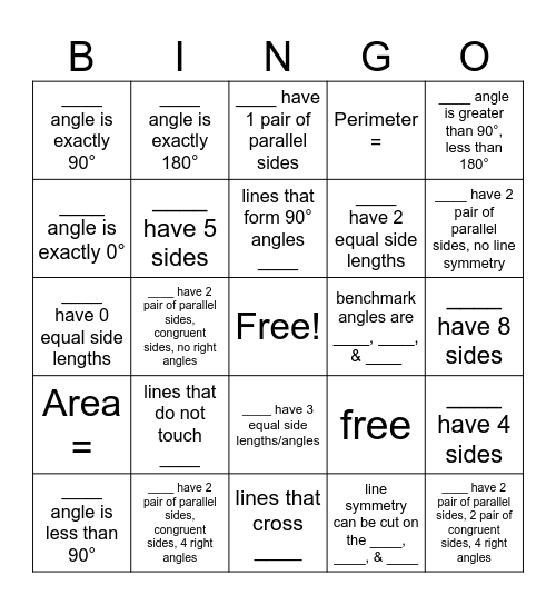 Unit 5 Bingo Card