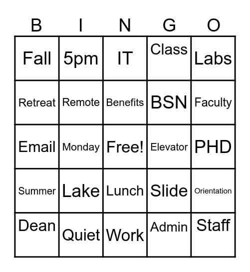 CON Staff Retreat Bingo Card