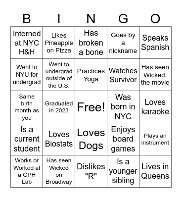 Find someone who... Bingo Card