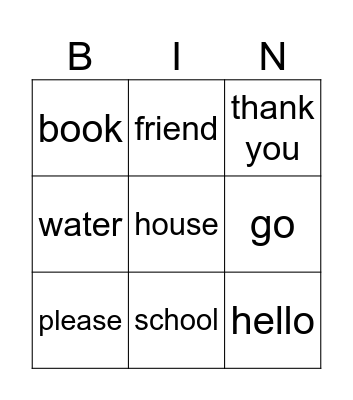 bingo de las palabras Bingo Card