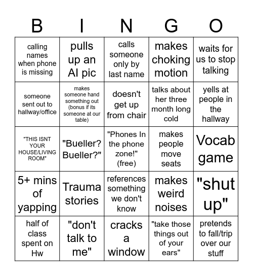 BUSTLE BINGO Card