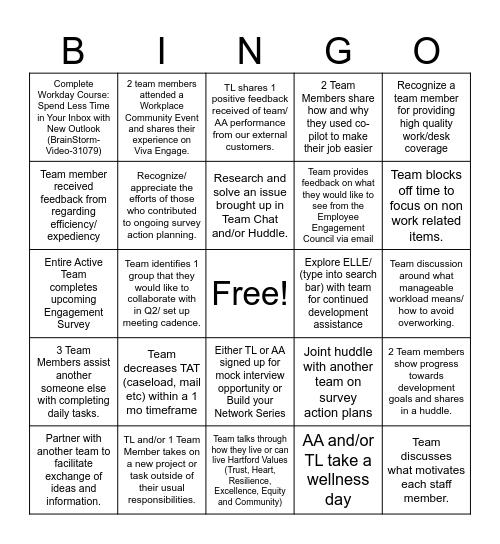 ENGAGE Bingo Card