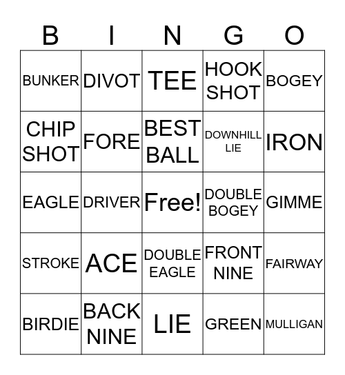 LET'S GOLF Bingo Card