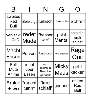 Marcel Bingo Card