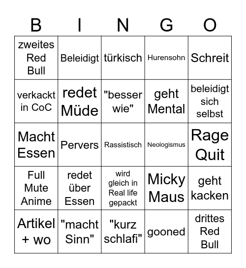 Marcel Bingo Card
