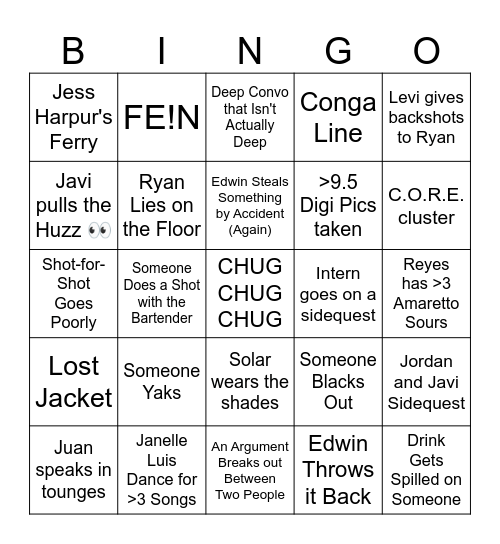 SHPE Formal Bingo Card