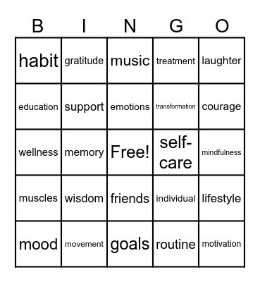 Elders Yoga Health & Wellness Bingo Card
