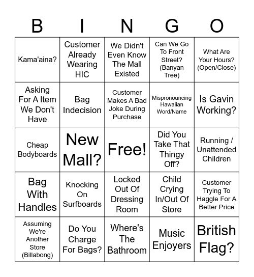 HIC Bingo Card