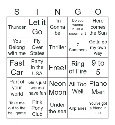 Singo Bingo Card