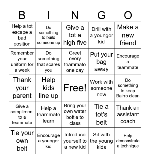 RESPONSIBILITES BINGO Card