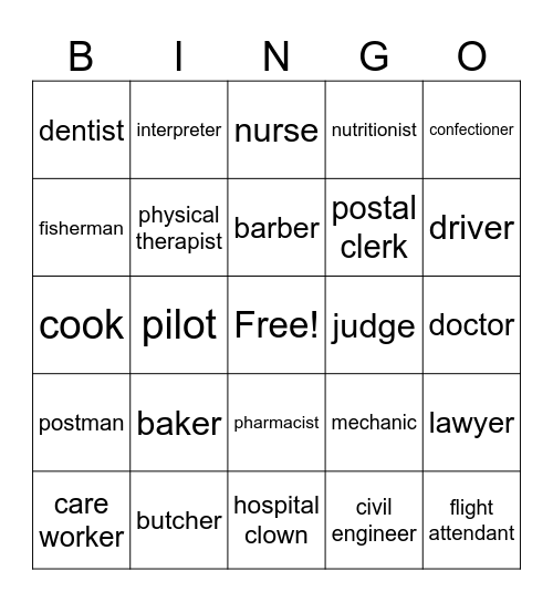 Jobs Bingo Card