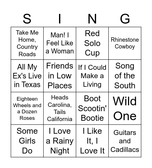 COUNTRY SINGO Bingo Card