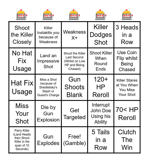 NEVER STOP GAMBLING BABY (Chance Forsaken Bingo) Bingo Card