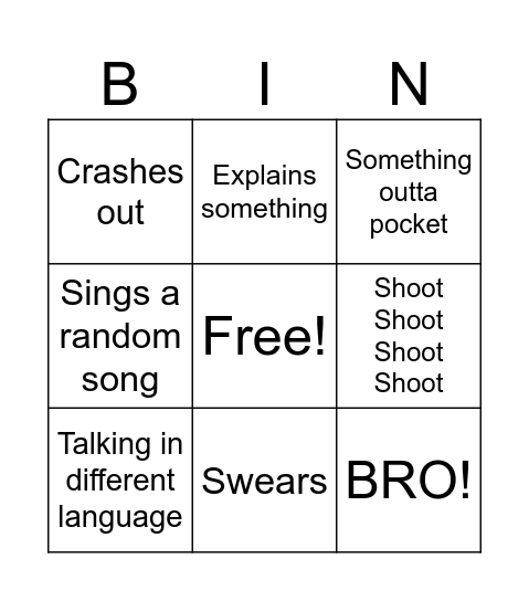 Elena Saying Bingo Card