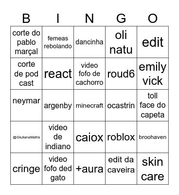 youtube shorts Bingo Card