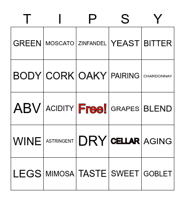 WINE BINGO Card